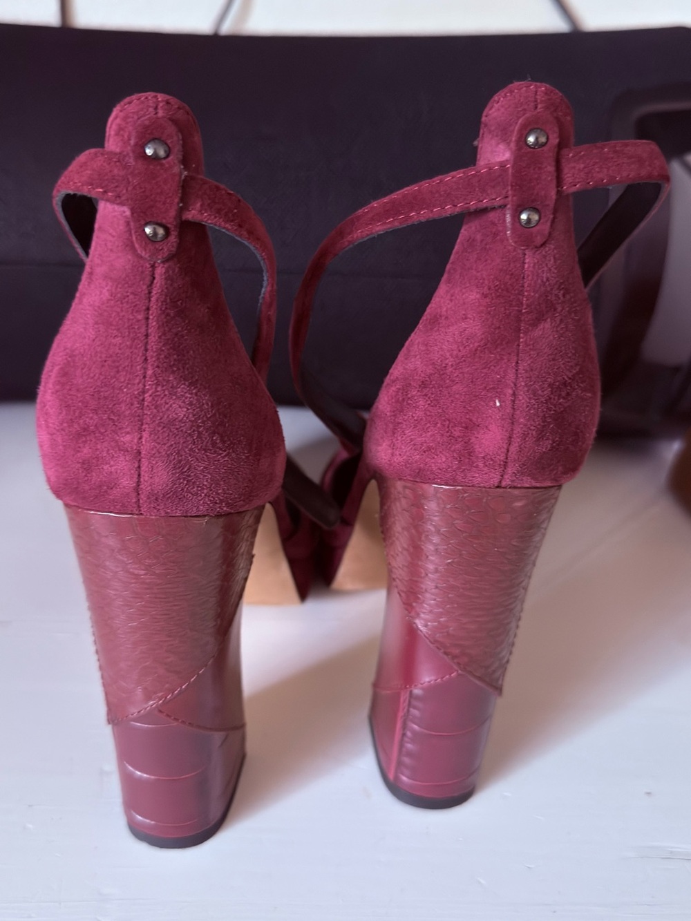 Coach Burgundy Suede Slingback Heels - Picture 5 of 7
